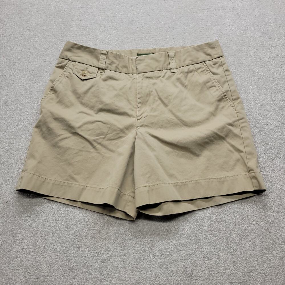 Eddie Bauer Mercer Fit Womens Shorts Size 12 Khaki Beige Cotton Chino Casual